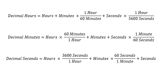 Convert Time to Decimal Formula