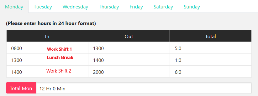 How to calculate timesheet with overtime and lunch break