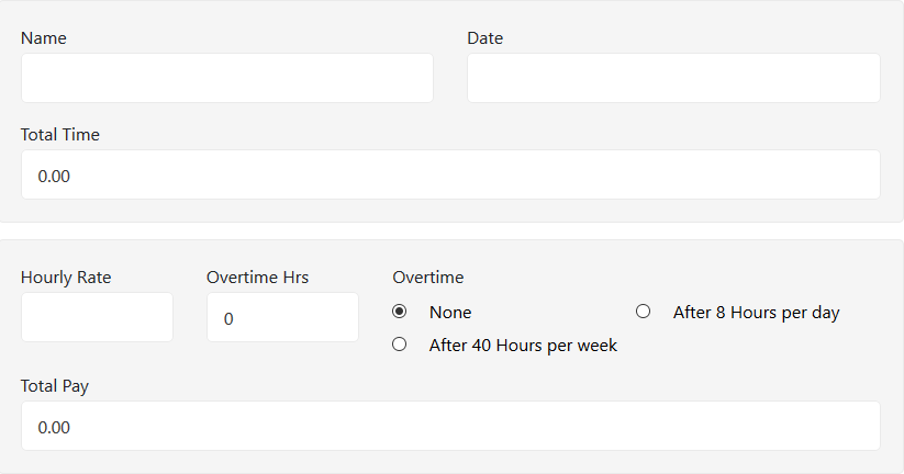 Total Hours worked in a Week