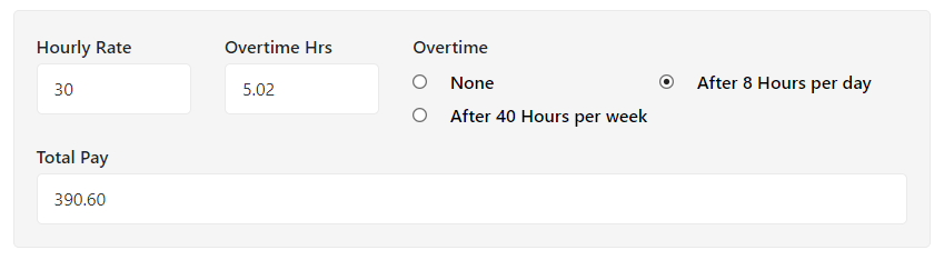 hourly rate and overitme criteria